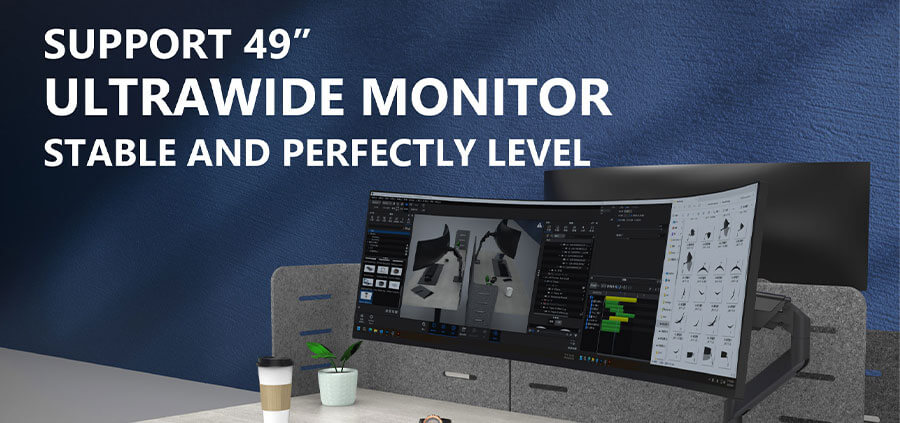 Modernsolid Ares Curved Pro Monitor Arm Supports 49 Inch Ultrawide Monitor Stable And Perfectly Level